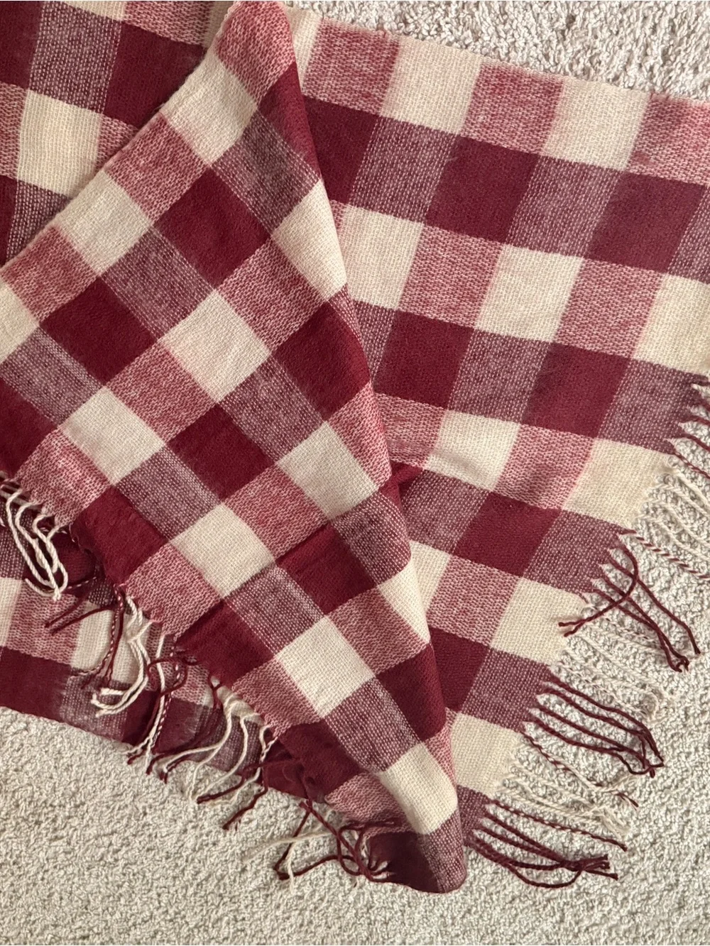 Cozy Plaid Scarf Duo - Black & White + Red & Cream